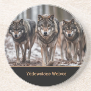 Yellowstone Wolves Sandstone Untersetzer