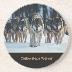 Yellowstone Wolves Sandstone Untersetzer