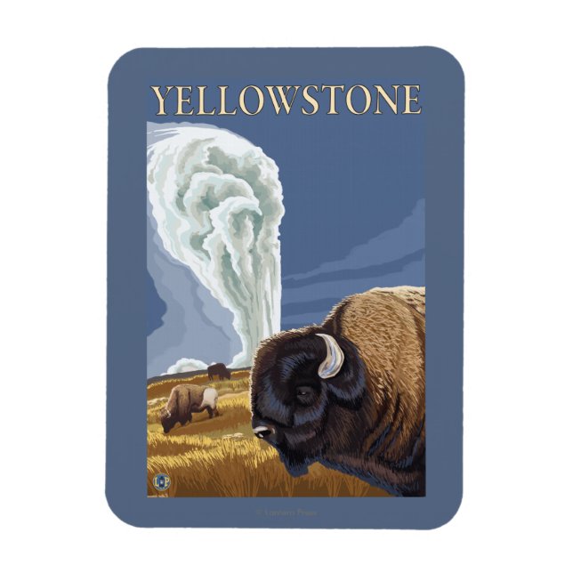 YellowstoneBison mit Alt Treu Magnet (Vertikal)