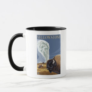 YellowstoneBison mit Alt Treu Tasse