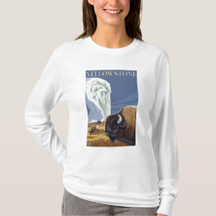 YellowstoneBison mit altem zuverlässigem T-Shirt