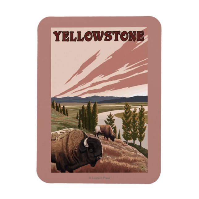 YellowstoneBison Scene Magnet (Vertikal)