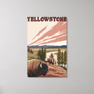 YellowstoneBison Szene Leinwanddruck