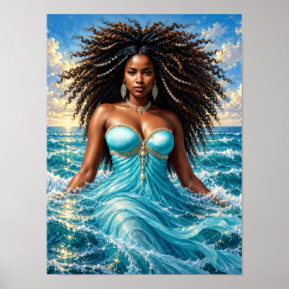 Yemaya Orisha Wassergöttin Oceancore Kunst Poster