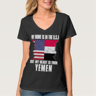Yemeni American Patriot Grown Proud Zuhause Heart T-Shirt