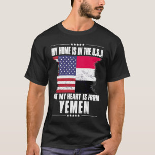 Yemeni American Patriot Grown Proud Zuhause Heart T-Shirt