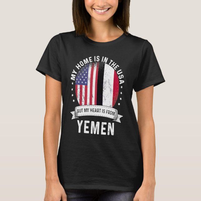 Yemeni American Patriot Grown Proud Zuhause USA Fl T-Shirt (Vorderseite)