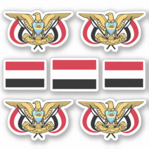 Yemeni-Staatssymbole /Emblem und Flagge Aufkleber