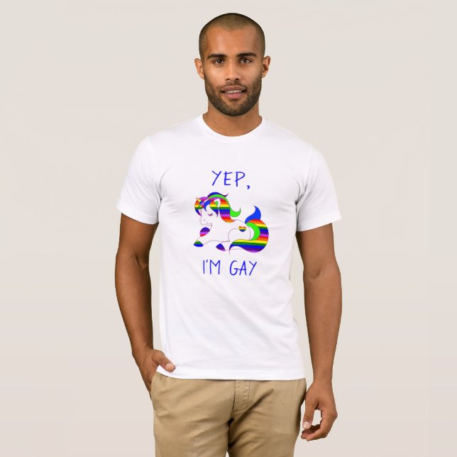 Yep Im Gay Rainbow Unicorn LGBT Shirt (Vorne ganz)