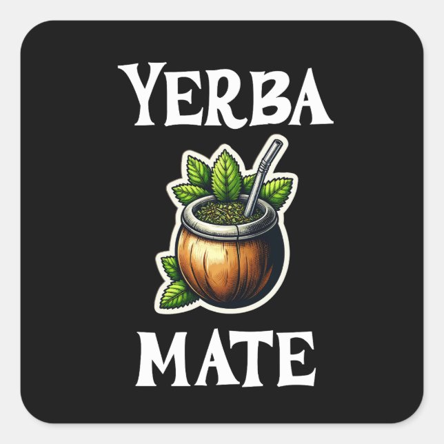 Yerba Mate Quadratischer Aufkleber (Vorderseite)