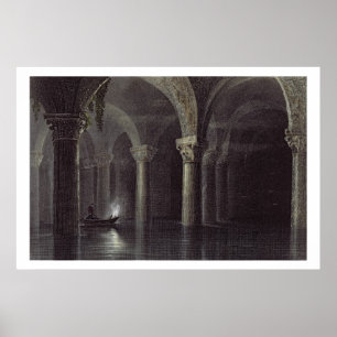 Yere Batan Serai (The Cisterns) Istanbul, engraved Poster