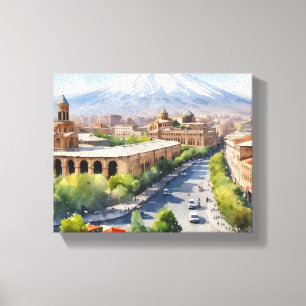 Yerevan Aquarellkunst Leinwanddruck