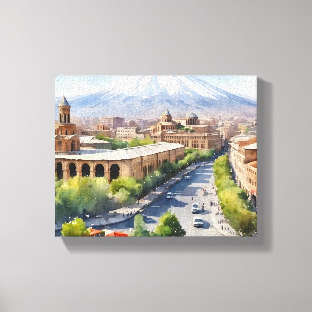 Yerevan Aquarellkunst Leinwanddruck (Vorderseite)