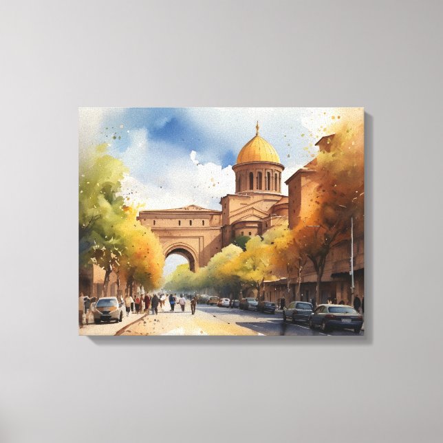 Yerevan Aquarellkunst Leinwanddruck (Vorderseite)