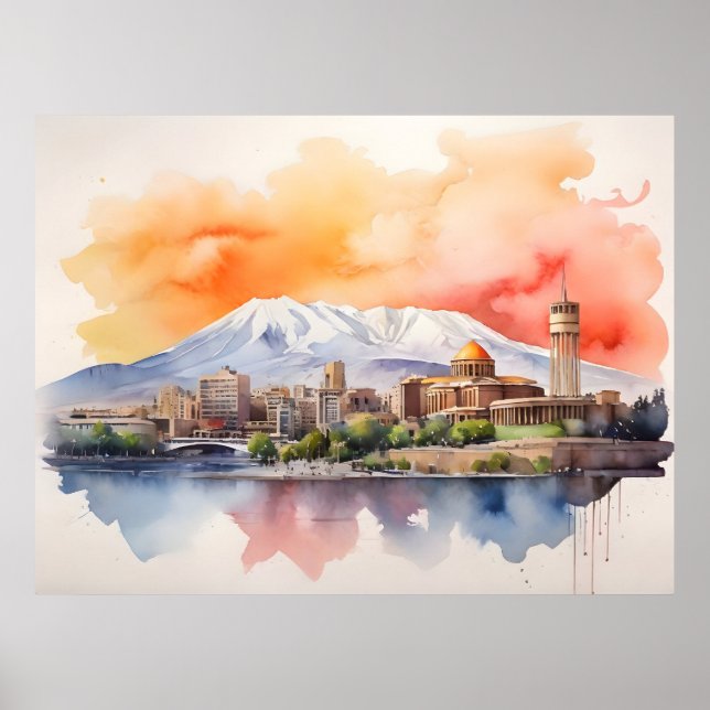 Yerevan Aquarellkunst Poster (Vorne)