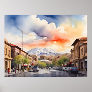 Yerevan Aquarellkunst Poster