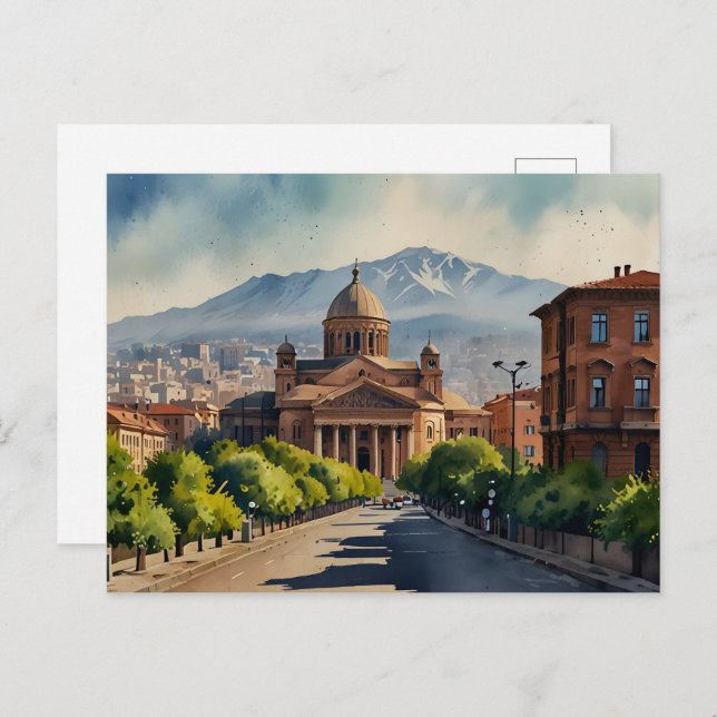 Yerevan Aquarellkunst Postkarte (Vorne/Hinten)