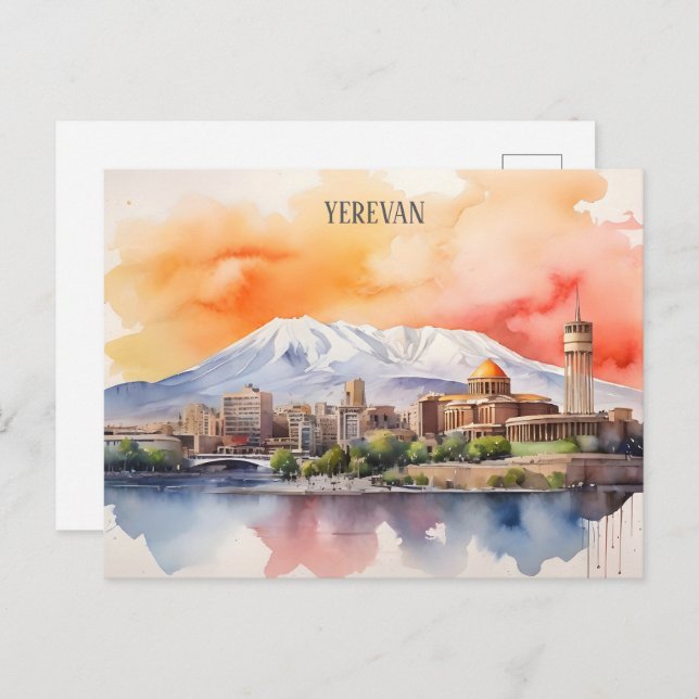 Yerevan Aquarellkunst Postkarte (Vorne/Hinten)