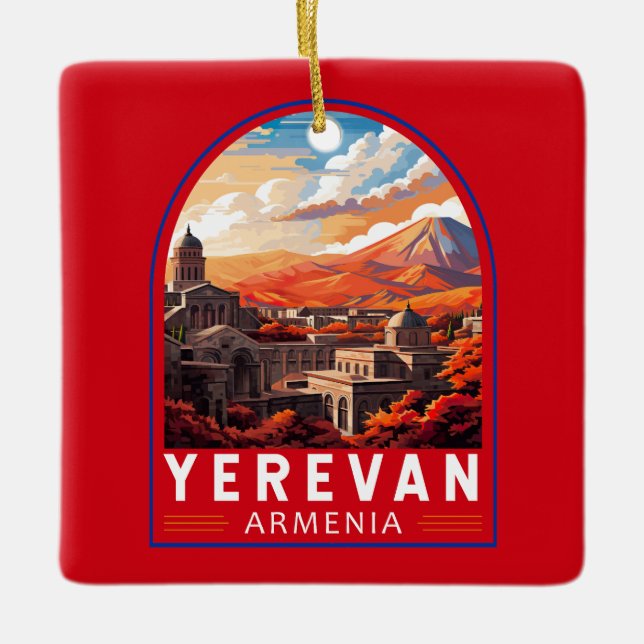 Yerevan Armenia Reisen Kunst Vintag Keramikornament (Vorderseite)
