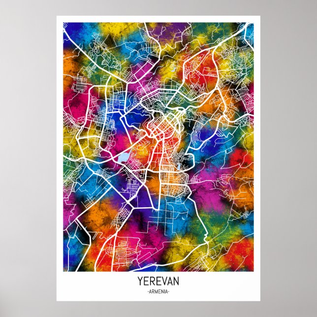 Yerevan Armenia Stadtkarte Poster (Vorne)