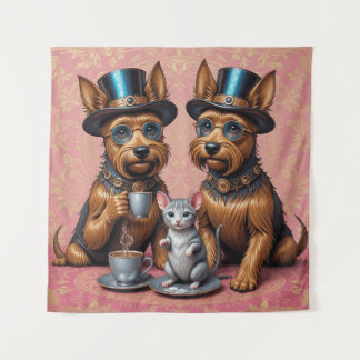 Yerkish Terriers Tea Time Wandteppich