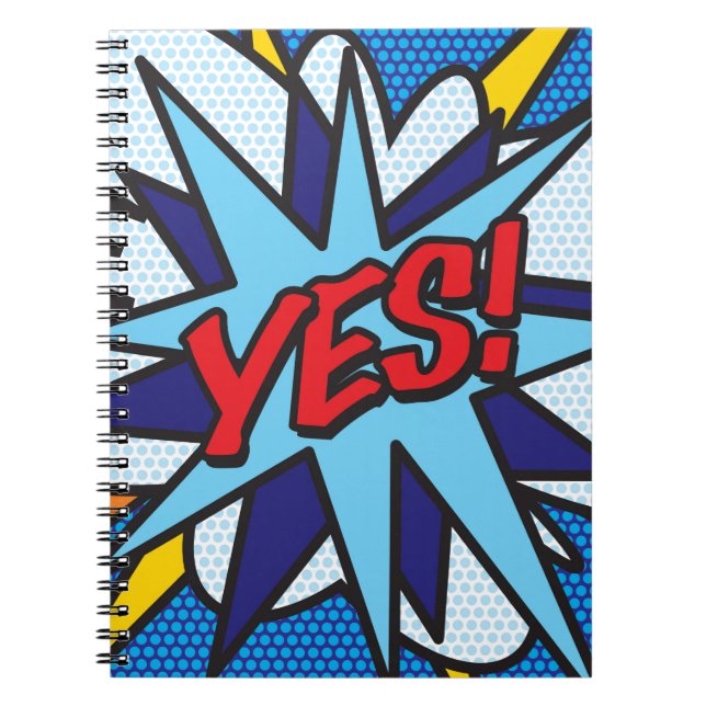 YES Fun Retro Comic Pop Kunst Notizblock (Vorderseite)