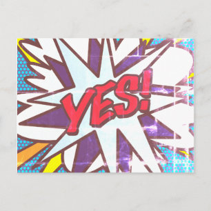 YES Fun Retro Comic Pop Kunst Postkarte