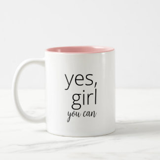 Yes Girl You Can - Feminist Motivierend Zweifarbige Tasse