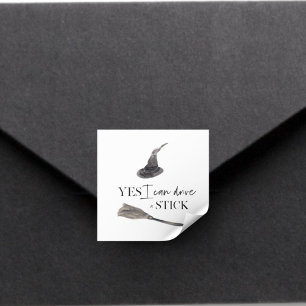 Yes I Can Drive A Stick Fun Happy Halloween Quadratischer Aufkleber