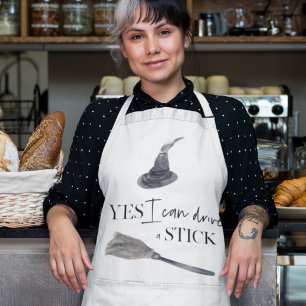 Yes I Can Drive A Stick Fun Happy Halloween Schürze