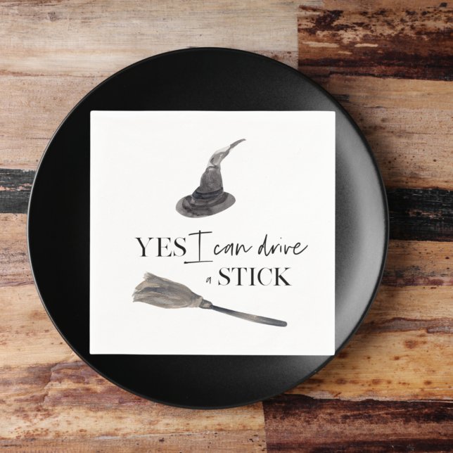 Yes I Can Drive A Stick Fun Happy Halloween Serviette (Von Creator hochgeladen)