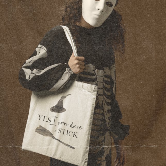 Yes I Can Drive A Stick Fun Happy Halloween Tragetasche (Von Creator hochgeladen)