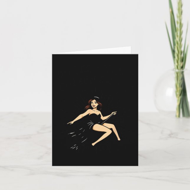 Yes I Can Drive A Stick Funny Halloween Soky Witch Karte (Vorderseite)