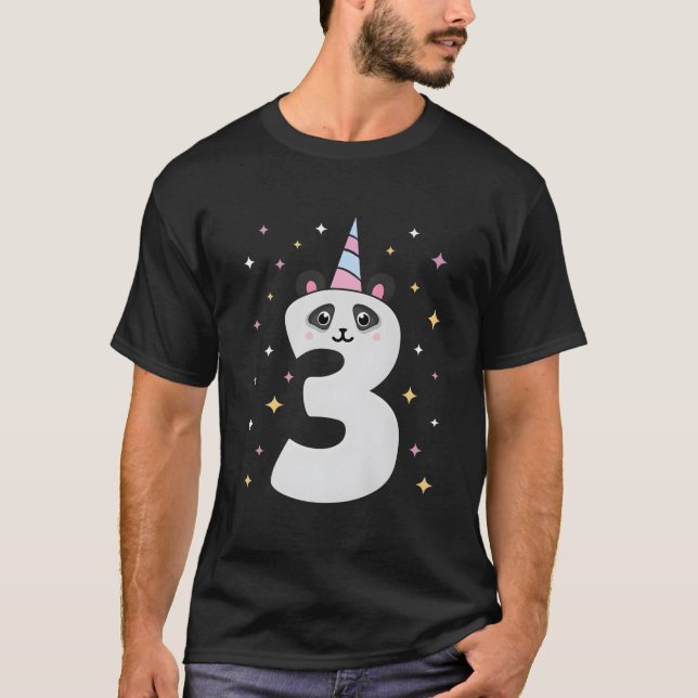 Yes I'M 3 Panda Themed 3Rd Py T-Shirt (Vorderseite)