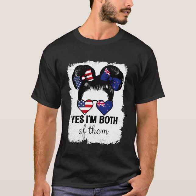 Yes Im Both of Them USA and New Zealand Mix Girl H T-Shirt (Vorderseite)