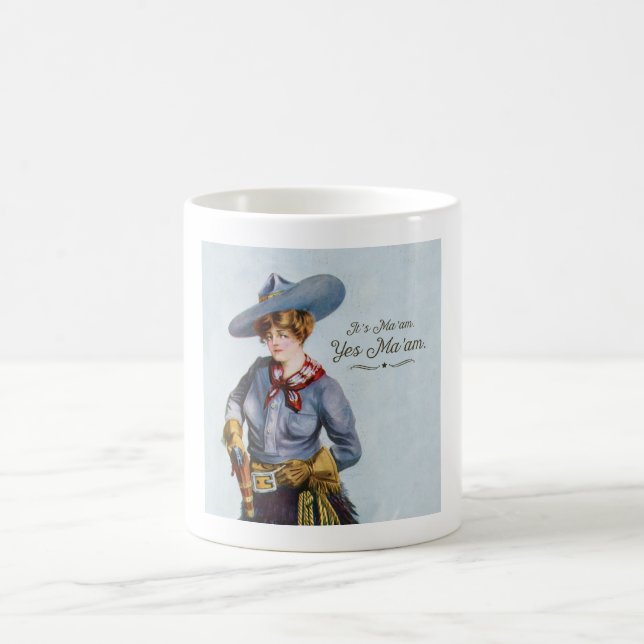 Yes Ma'am Vintag Texas Cowgirl Art Tasse (Mittel)