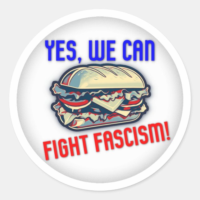 Yes, We Can Fight Fascism! Runder Aufkleber (Vorderseite)