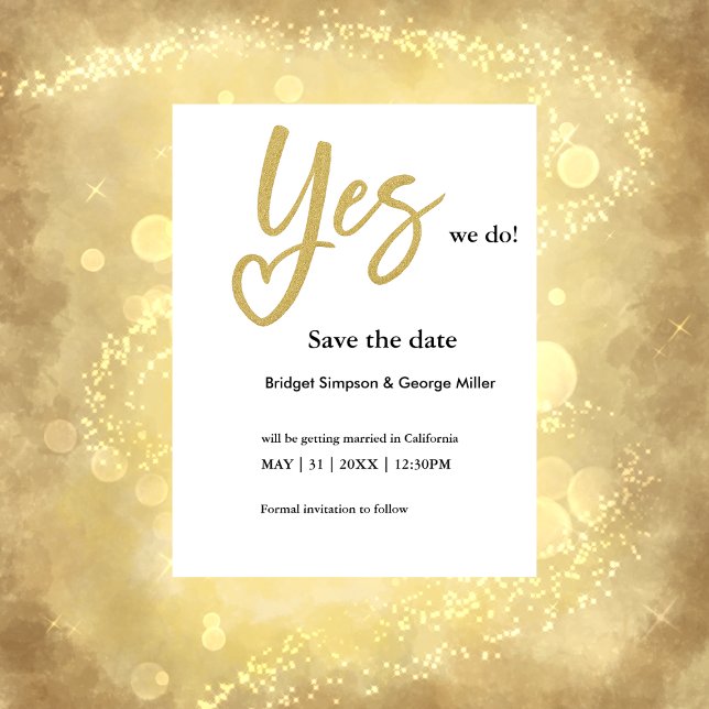 Yes We Do White Gold Hochzeit speichern Sie das Da (Von Creator hochgeladen)
