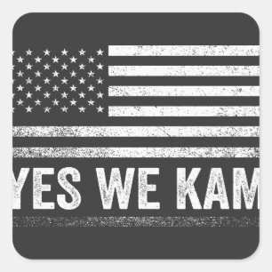 Yes We Kam 2024 American Flag Quadratischer Aufkleber