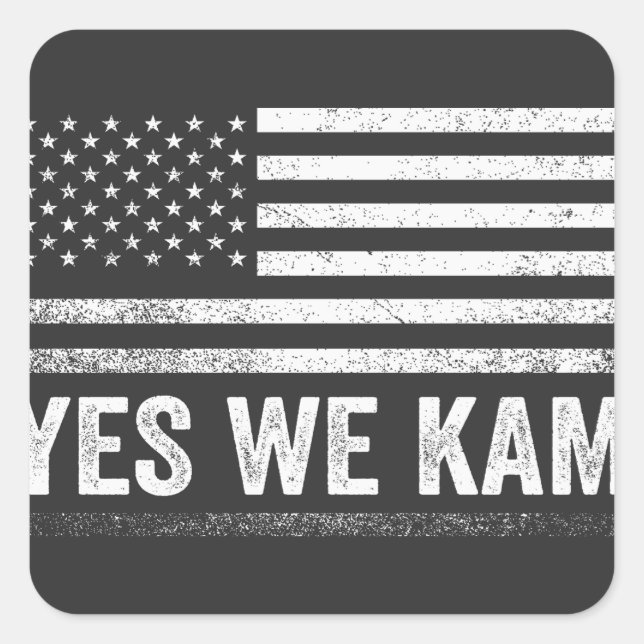 Yes We Kam 2024 American Flag Quadratischer Aufkleber (Vorderseite)