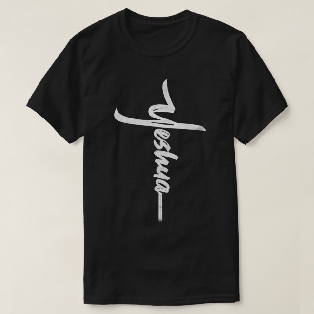 Yeshua Cross hebräischen Namen Jesu Christlich Wor T-Shirt (Design vorne)