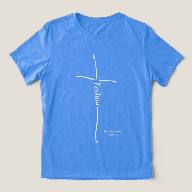 Yeshua Cross messianischer Glaube Hebräische Tora Tri-Blend Shirt (Design Vorderseite)