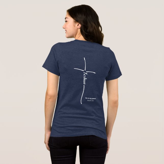 Yeshua Cross messianischer Glaube Hebräische Tora Tri-Blend Shirt (Rückseite voll)