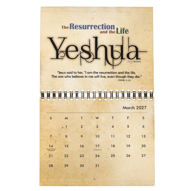 YESHUA Jesus hebräischer jüdischer christlicher Kalender (Mär 2027)