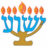 Yeshua Menorah Blau<br><div class="desc">Dieser blaue Yeshua Menorah würde schön auf Ihrer Bücherei, Ihrem Schreibtisch oder Ihrem Mantel aussehen. Das ist ein schönes Geschenk für einen Gläubigen. Es ist eine großartige Möglichkeit, Ihren Glauben mit anderen zu teilen.</div>