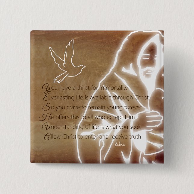 YESHUA Messiah Jesus Christus Christliches Gedicht Button (Vorderseite)