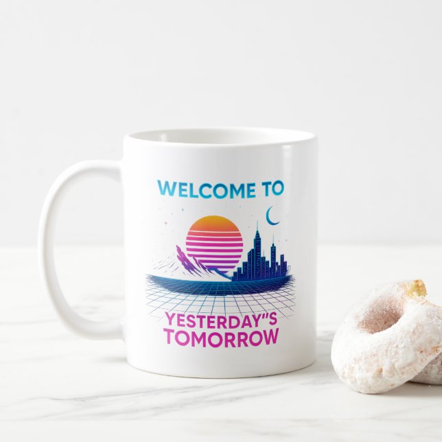 Yesterday's Tomorrow - Retro Synthwave Design Kaffeetasse (Mit Donut)