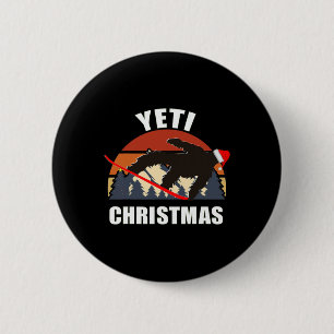 Yeti Christmas - Bigfoot Snowboarden Rot tragen Button
