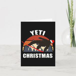 Yeti Christmas - Bigfoot Snowboarden Rot tragen Karte