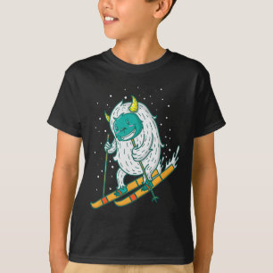 Yeti Eisbär Skifahren im Winter T-Shirt